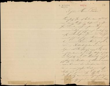 Letter sent by Wüste, F. to Schliemann, Heinrich, 1889