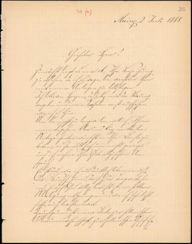 Letter sent by Ambronn, Hugo to Schliemann, Heinrich, 1888