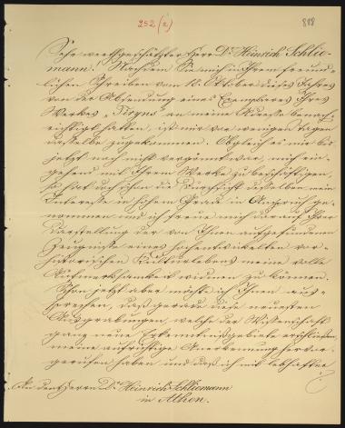 Letter sent by [?, Friedrick] to Schliemann, Heinrich, 1885