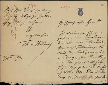 Letter sent by Heldreich, Th. to Schliemann, Heinrich, 1877