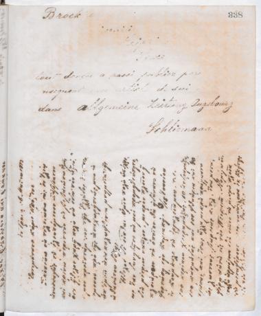 Copy of letter by Schliemann, Heinrich to Δοκός, Γεώργιος Σ. 1873