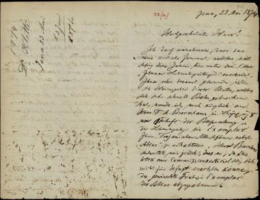 Letter sent by Klette, A. to Schliemann, Heinrich, 1874