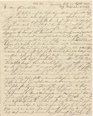 Letter sent by Schliemann, Louis to Schliemann, Heinrich, 1849