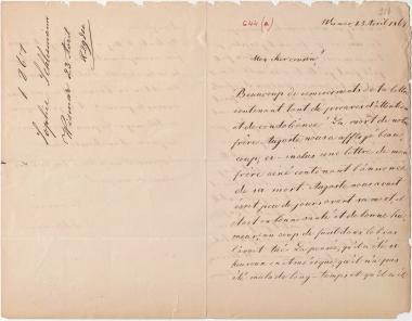 Letter sent by Σλήμαν, Σοφία to Schliemann, Heinrich, 1867