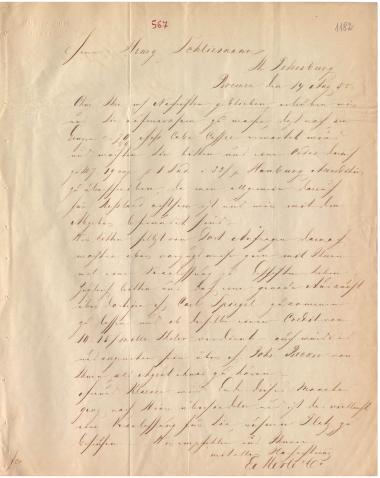 Letter sent by Merle, E. & Co. to Schliemann, Heinrich, 1855