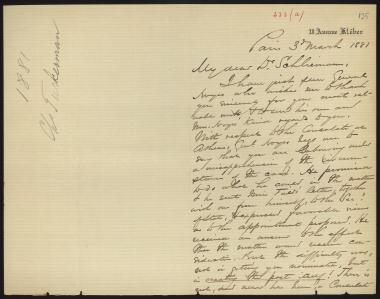 Letter sent by Tuckerman, Charles K. to Schliemann, Heinrich, 1881