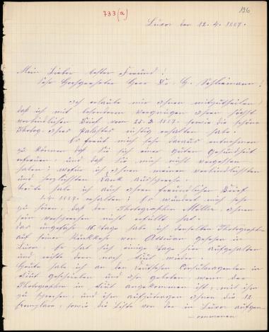 Letter sent by Todrons, Moharb. to Schliemann, Heinrich, 1887