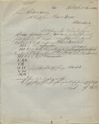 Letter sent by Witte, D. G. to Schliemann, Heinrich, 1846