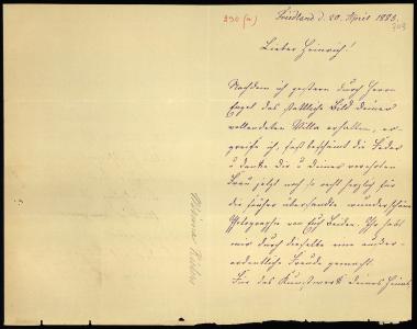 Letter sent by Richers, Minna Meincke to Schliemann, Heinrich, 1883