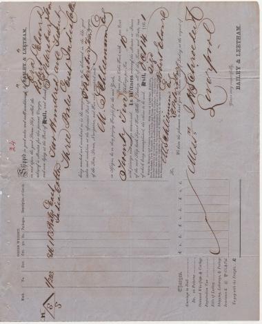 Letter sent by Bailey & Leetham to Schliemann, Heinrich, 1861