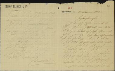 Letter sent by Imhoof-Blumer, Friedrich to Schliemann, Heinrich, 1880