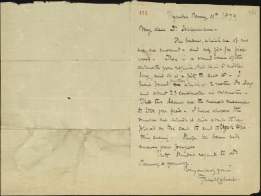 Letter sent by Calvert, Frank to Schliemann, Heinrich, 1879