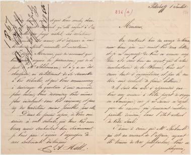Letter sent by Hall, A. to Schliemann, Heinrich [1867]