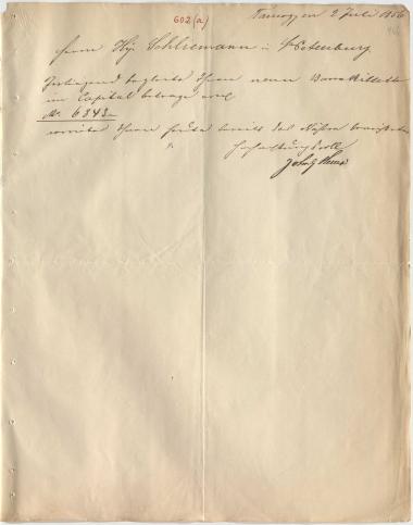 Letter sent by Kniep, John G. to Schliemann, Heinrich, 1856