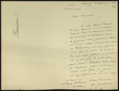Letter sent by Ρενιέρης, Μ. to Schliemann, Heinrich, 1881