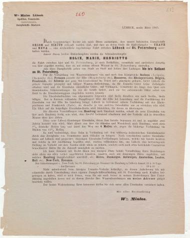 Letter sent by Minlos, Wilhelm to Schliemann, Heinrich, 1863