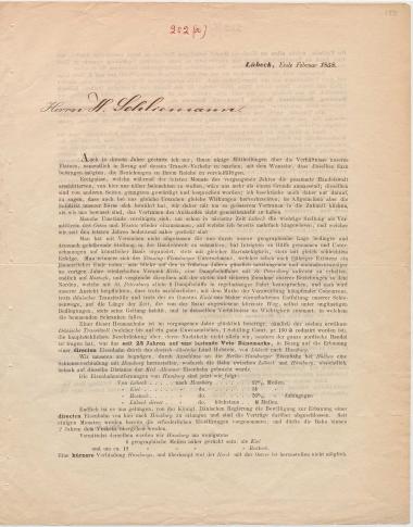 Letter sent by Minlos, Wilhelm to Schliemann, Heinrich, 1858