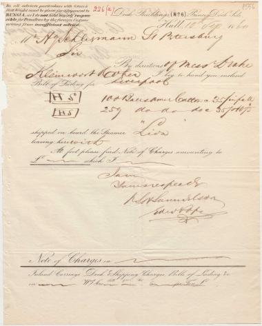 Letter sent by Samuelson, S. H. to Schliemann, Heinrich, 1860