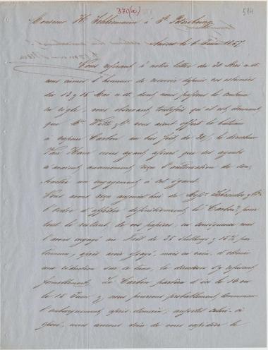 Letter sent by Coomans & Born to Schliemann, Heinrich, 1857