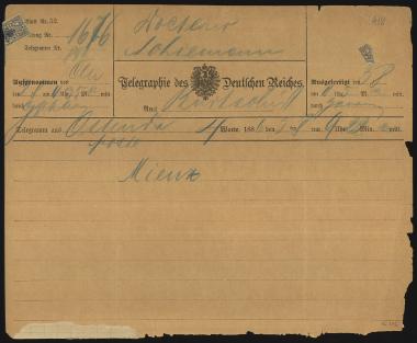 Letter sent by Σλήμαν, Σοφία to Schliemann, Heinrich, 1886