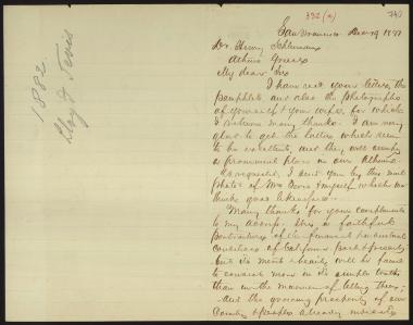 Letter sent by Tevis, Lloyd to Schliemann, Heinrich, 1881