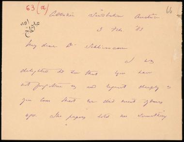 Letter sent by Burton, Richard F. to Schliemann, Heinrich, 1888