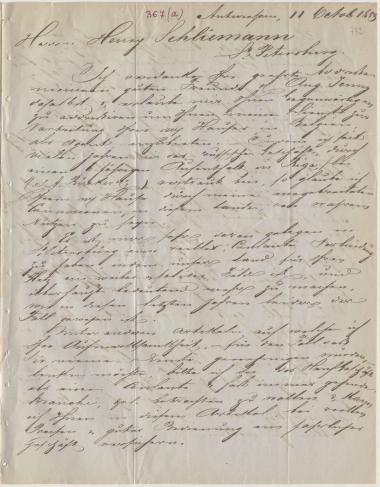 Letter sent by Legrand, A. to Schliemann, Heinrich, 1853