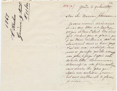 Letter sent by Krohn, Heinrich Christian to Schliemann, Heinrich, 1867
