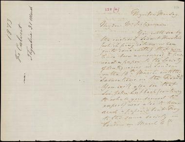 Letter sent by Calvert, Frederick W. to Schliemann, Heinrich, 1873
