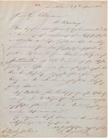 Letter sent by Hoyack, L. & Co. to Schliemann, Heinrich, 1858