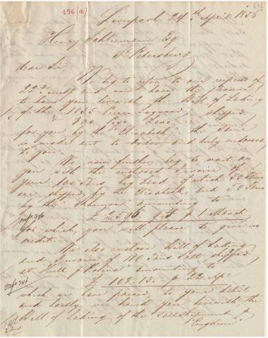 Letter sent by Telo & Prange to Schliemann, Heinrich, 1856