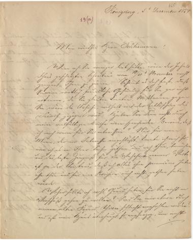 Letter sent by Adelson, Jacob to Schliemann, Heinrich, 1854