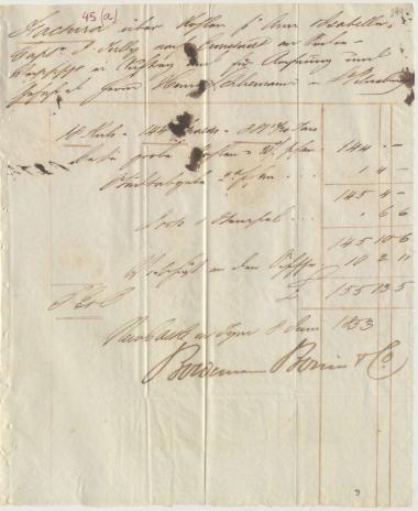 Letter sent by Boldemann, Borries & Co. to Schliemann, Heinrich, 1853