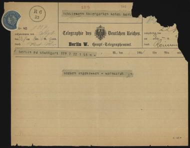 Letter sent by Marquardt, ? to Schliemann, Heinrich, 1881