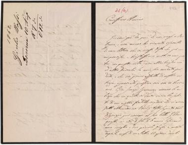 Letter sent by Bassi, Giulio to Schliemann, Heinrich, 1862
