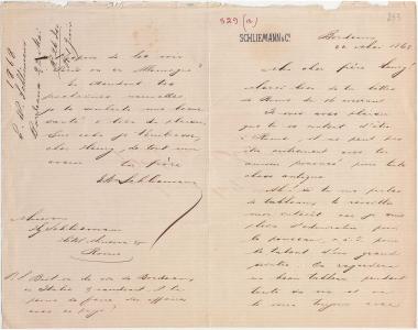 Letter sent by Schliemann, Ernst Wilhelm to Schliemann, Heinrich, 1868
