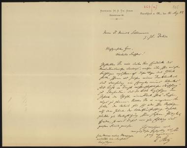 Letter sent by Stein, Gustav to Schliemann, Heinrich, 1882
