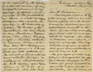Letter sent by Edwards, Amelia B. to Schliemann, Heinrich, 1882