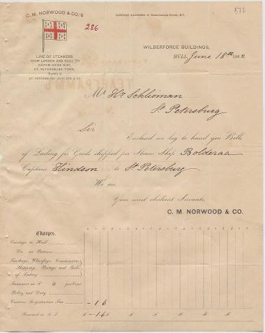 Letter sent by Norwood, C. M. to Schliemann, Heinrich, 1862