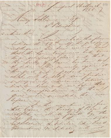 Letter sent by Telo & Prange to Schliemann, Heinrich, 1856