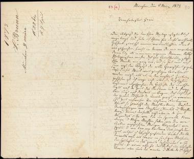 Letter sent by Brunn, H. to Schliemann, Heinrich, 1873