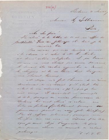 Letter sent by Schliemann, Ernst Wilhelm to Schliemann, Heinrich, 1867