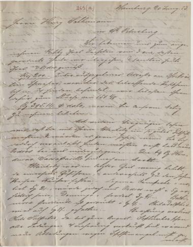 Letter sent by Schröder Bros. & Co. to Schliemann, Heinrich, 1853