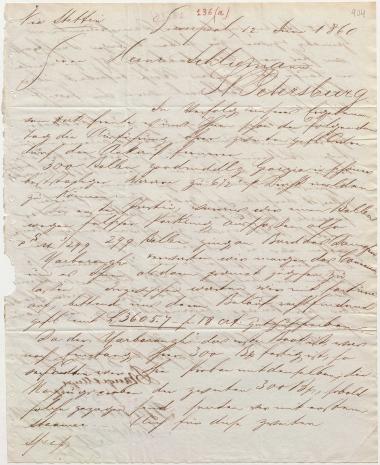 Letter sent by Prange & Meyer to Schliemann, Heinrich, 1860