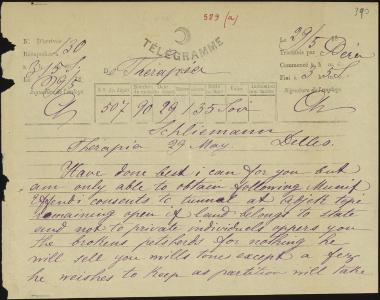 Letter sent by Layard, Austen Henry to Schliemann, Heinrich, 1879