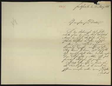Letter sent by May, Julius to Schliemann, Heinrich, 1883