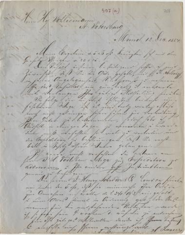 Letter sent by Laaser, H. to Schliemann, Heinrich, 1854