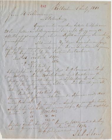 Letter sent by Monchy, M. de and Monchy, R. de to Schliemann, Heinrich, 1862