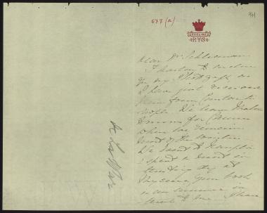 Letter sent by La War, E. de to Schliemann, Heinrich, 1880