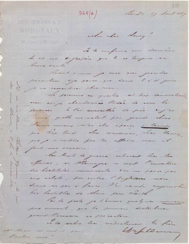 Letter sent by Schliemann, Ernst Wilhelm to Schliemann, Heinrich, 1867